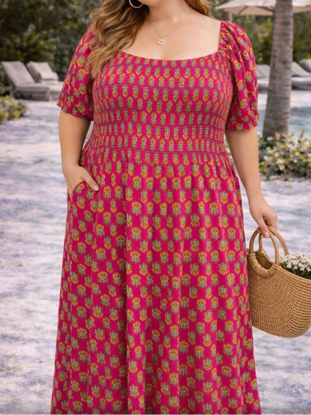 Lèa Anthropology puff sleeve floral cotton dress